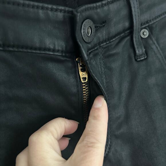 AG Adriano Goldschmied  The Zip-Up Ankle Coated Leggings Black Jeans 27 NWOT - Picture 3 of 9